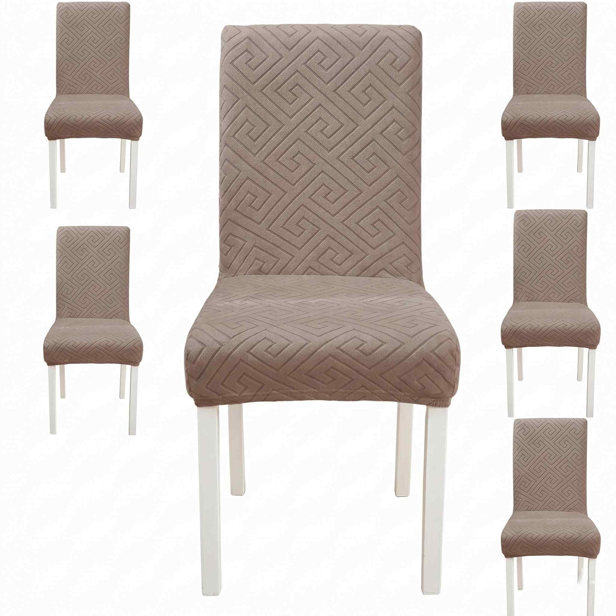 Styleys Elastic Chair Covers - 6 Pack Taupe -1