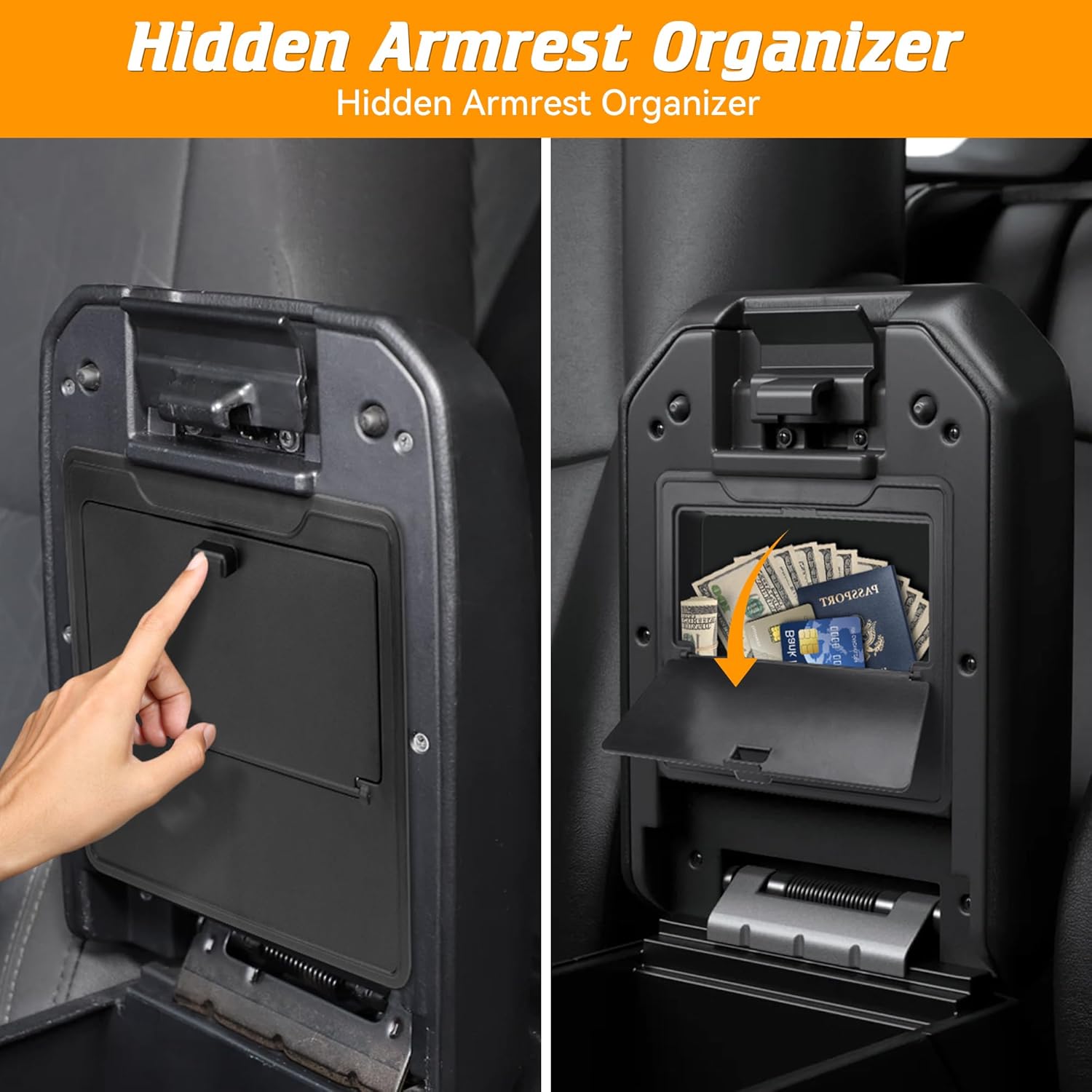 Center Console Organizer Fit For Toyota Tacoma 2024 2025 Center Console Organizer Tray+Armrest Hidden Storage Box+Rear Silicone Cup Holder Inserts for Tacoma Accessories 2025 Interior 3PCS