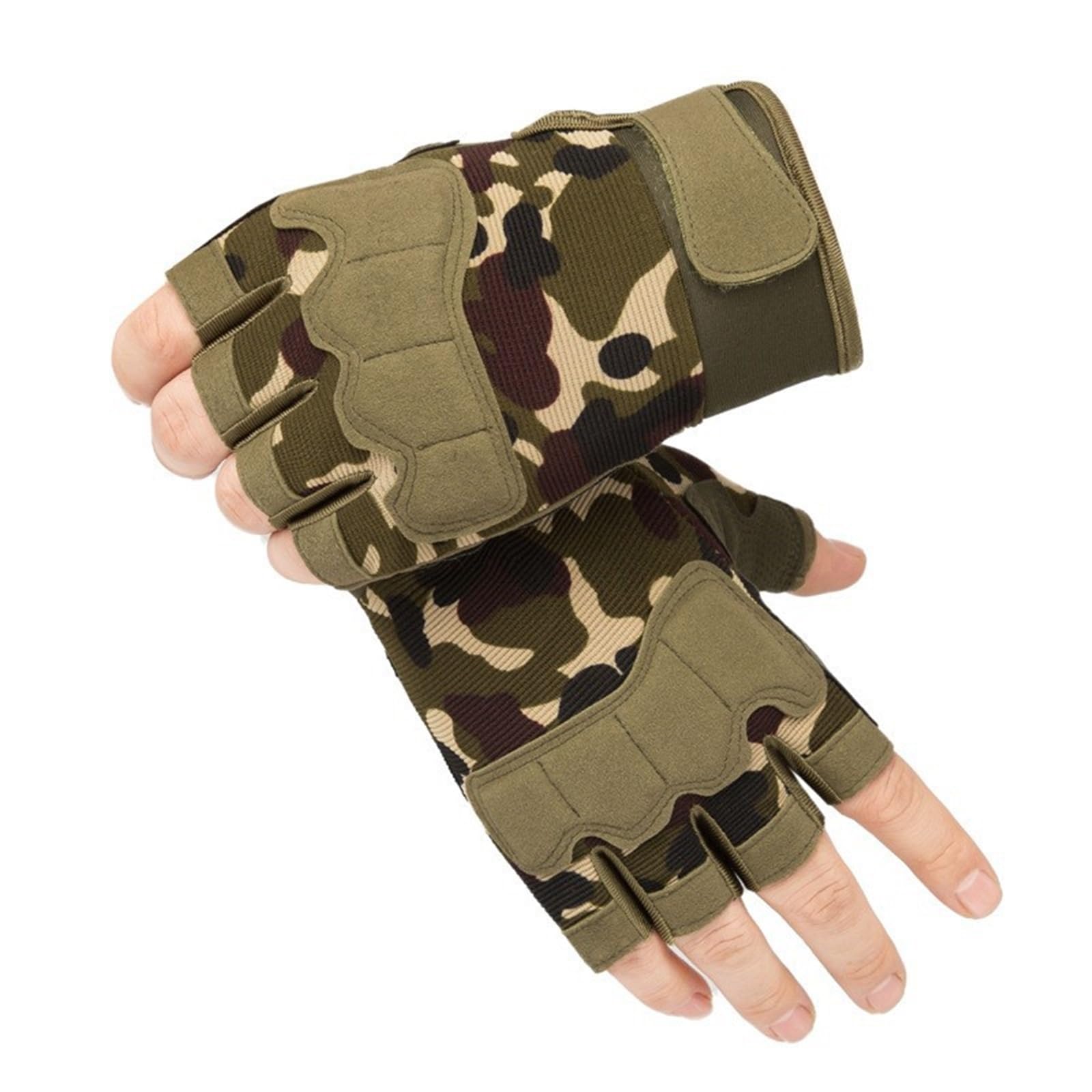 Guantes de ciclismo unisex de medio dedo Guantes deportivos de exterior antideslizantes de camuflaje