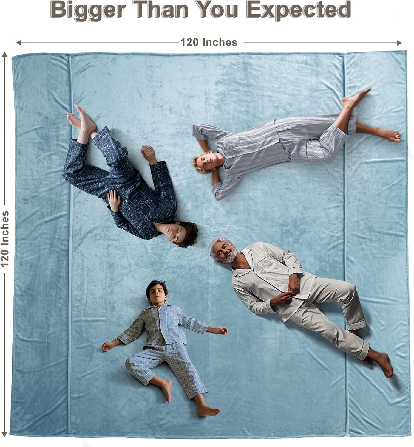 PHF Oversized King Big Fleece Blanket 120"x120", No Shed No Pilling Extra Large Soft Blanket, Giant 10'x 10' Lightweight for Bed, Sofa Travel and Camping, Suitable for All Season, Dusty Blue - Image 6