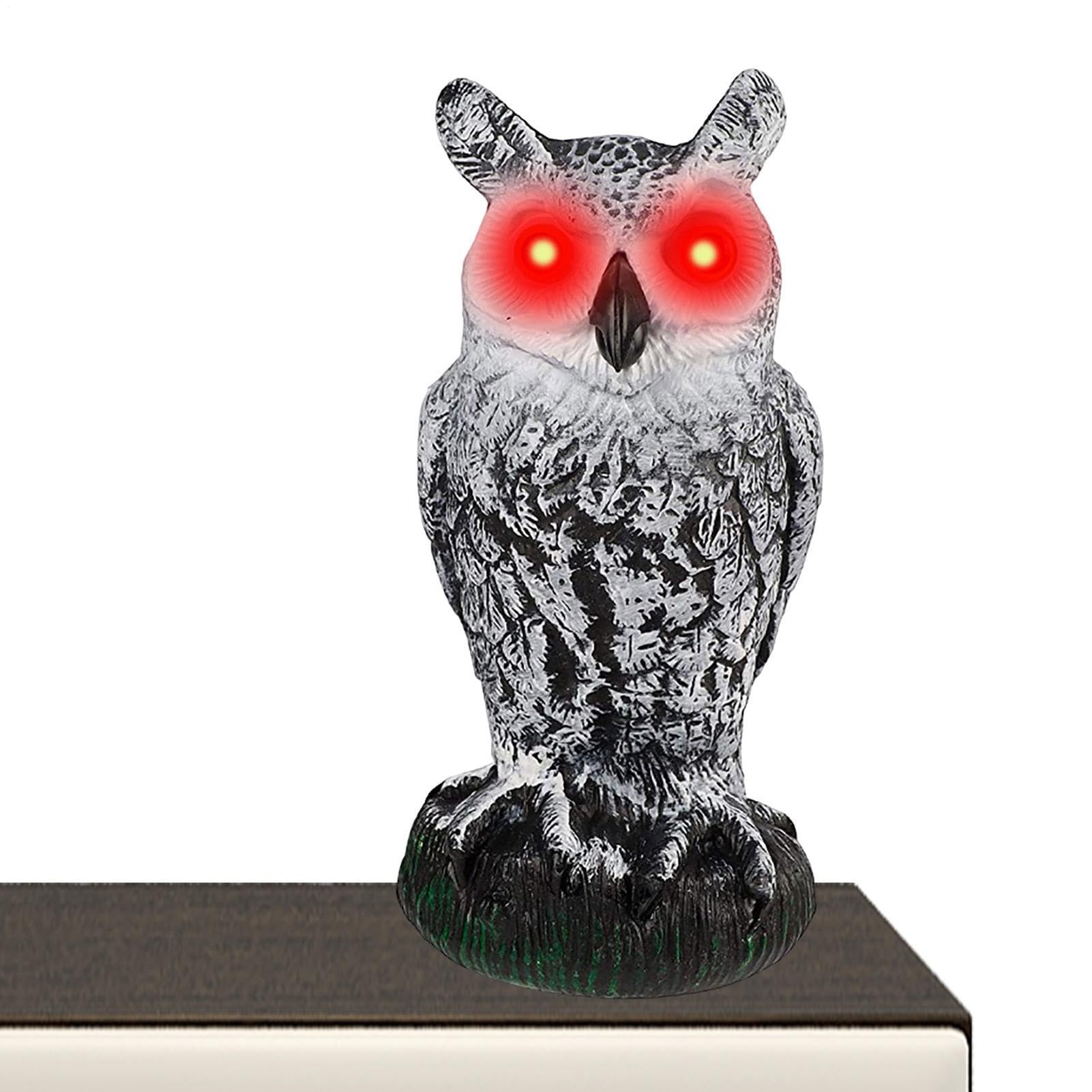 Fake Owl | Fake Owl With Flashing Eyes, Frightening Sound And Motion Detector | Decoy Scarecrow To Scare Birds Away, Bird Control For Garden Yard And Outdoor Decor