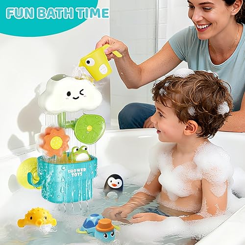 Miniatura 7 de Juguetes de baño para niños pequeños de 1 a 3 años, juguete de bañera con ventosa, juego de ducha para niños, divertido regalo de cumpleaños de