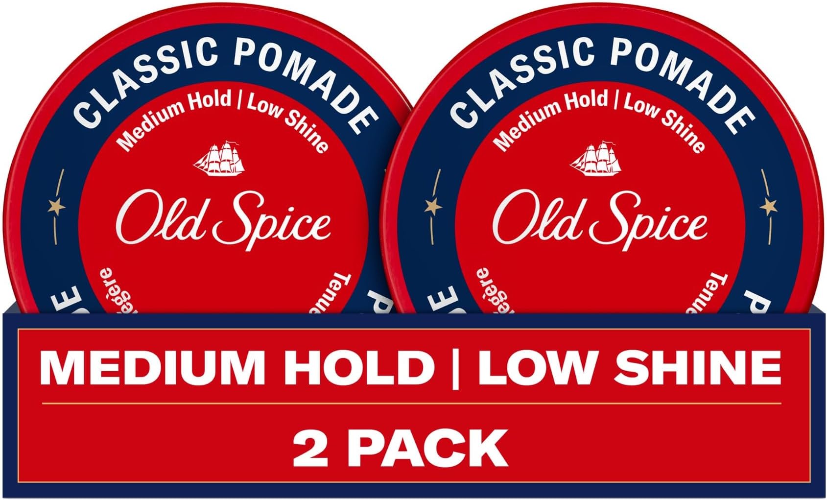 Old Spice Classic Pomade for Men Twin Pack, Medium Hold, Low Shine Hair Wax, For All Hair Types, 2.22 Oz Each (Set of 2)