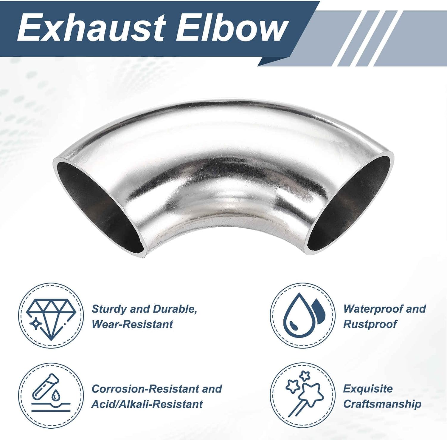 8 Pcs 90 Degree Mandrel Bend Elbow (1-3/16" OD) -304 Stainless Steel Bend Tube Exhaust Elbow Pipe 1.5mm Wall Thickness, Stable Car Modified Exhaust System, Fits Stair Handrail