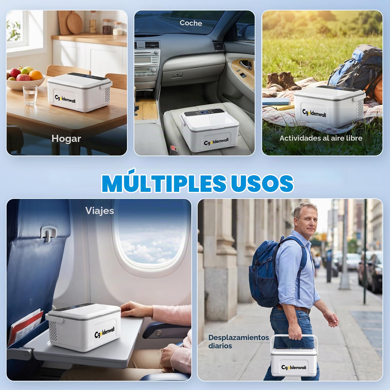 12 Horas Caja Nevera Portátil para Insulina para Max.12 Bolígrafos, 19*8*7cm Capacidad Interna 0-8℃ Ajuste con 2 Baterías 5V 13600MAH Mini Refrigerador de Medicina para Uso en Casa En casa y fuera