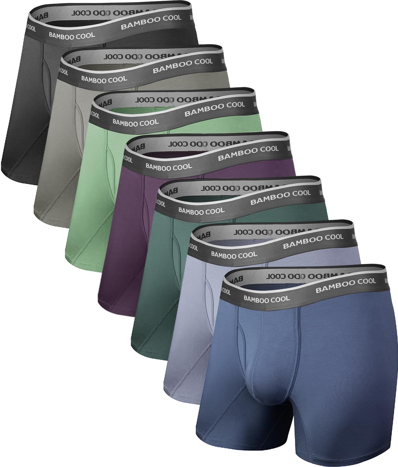 BAMBOO COOL Men's Underwear Boxer Briefs Soft Breathable Underwear (4 or 7 Pack)