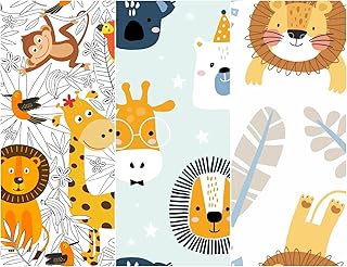 Heko Panels Tissus Pour Couture 3 Motifs Ameublement Fauteuil Meubles Canapés Chaises Coussins Décoration Opaque 121,5 x 156 cm Animaux Lions Giraffes