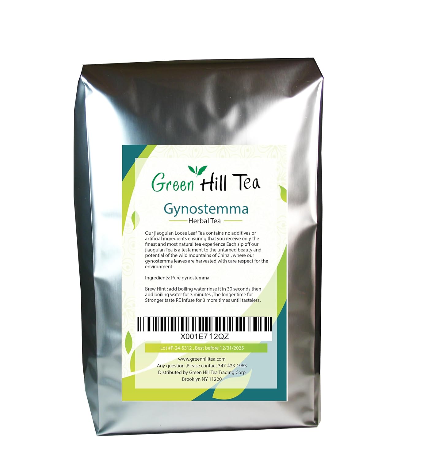 Green Hill Tea Jiaogulan Loose Leaf Tea - Caffeine-Free Ginseng Variety - Pure Gynostemma Herbal Tea – Non GMO 4 LB
