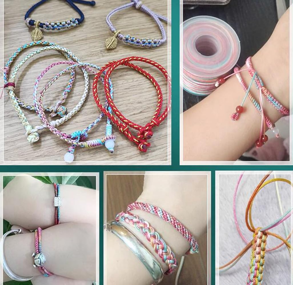 Hilo para enfilar, Braided Nylon Beading Cord Gradient Chinese Knotting Rattail Macrame Thread String Roll for Jewelry Making Beading Macramé Wrapping Supplies DIY Crafts(29)