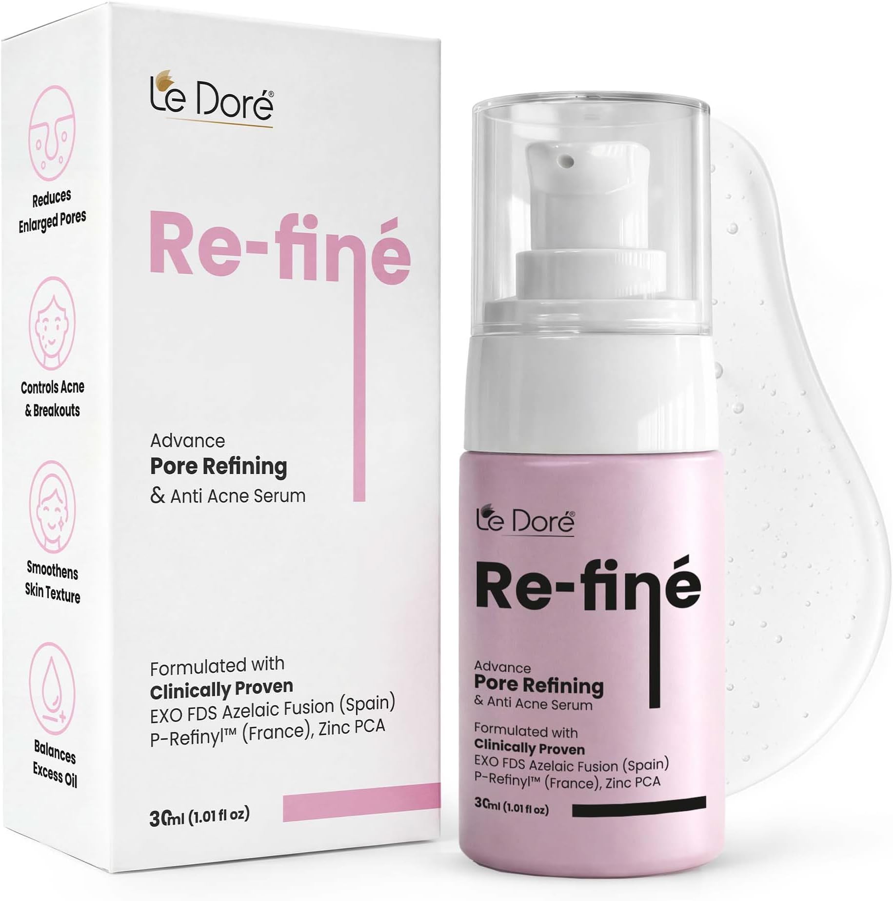 Re-Fine Pore Tightening & Anti-Acne Serum | Clinically Proven Sebum Control & Blemish Care | Reduces Enlarged & Clogged Pores | For Clear, Balanced Skin | For Men & Women | 15ml