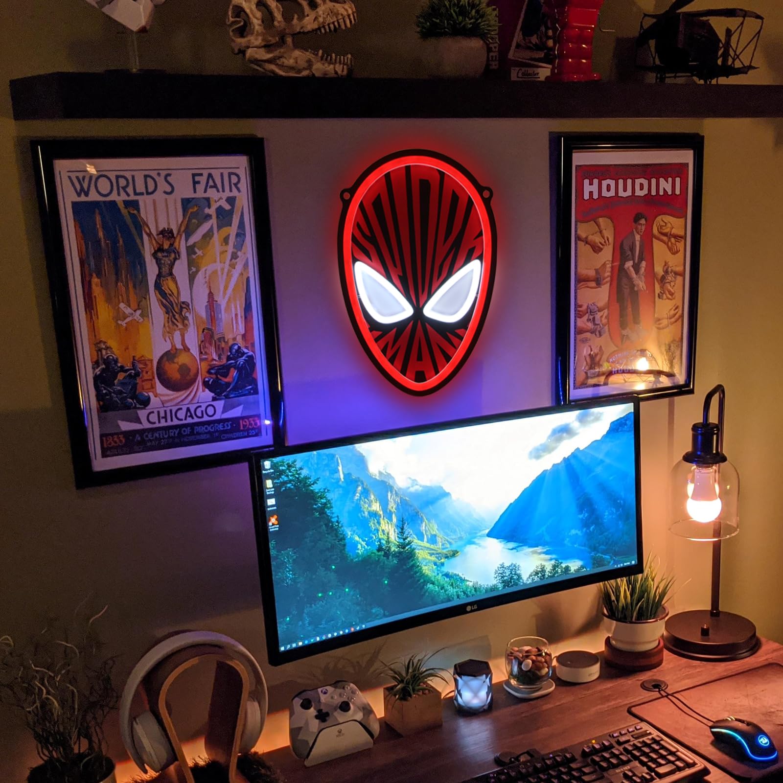 FRIFUN Spider-Man Neon Signs Anime LED Neon Lights USB Powered for Wall Decor Art Bedroom Mar-vel Fans Man Gave Bar Pub Party Game Children Kids Holiday Gift