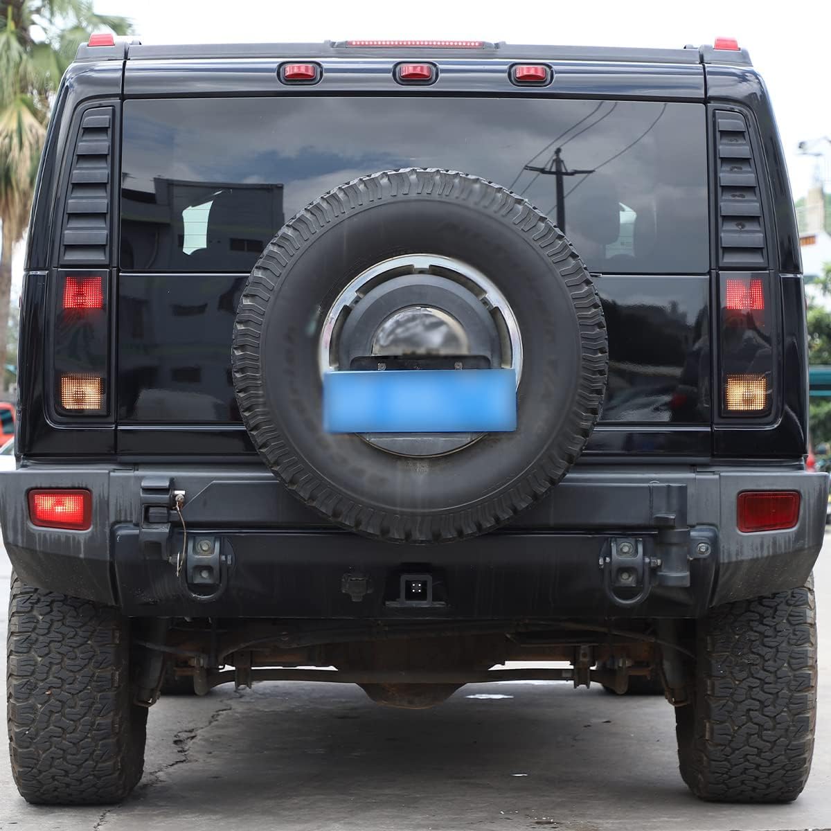 PIUGILH Rear Tail Light Lamp Cover Guard Trim Compatible with Hummer H2 2003-2009, Smoked Black Exterior Accessories Light Bezel Decor