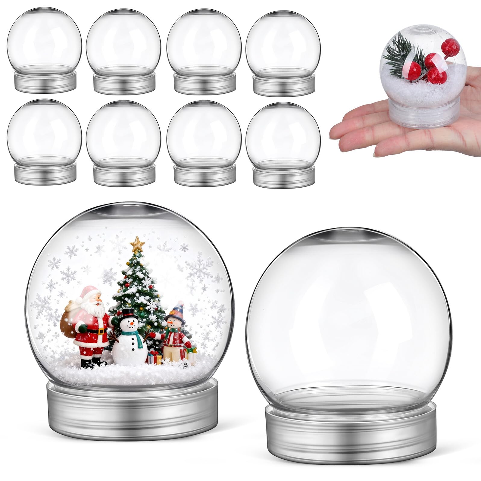 Homoyoyo 10pièces Lot de Mini Boules à Neige Transparentes Vides avec Bouchon à Vis pour Soi-même des Boules à Neige Décoratives