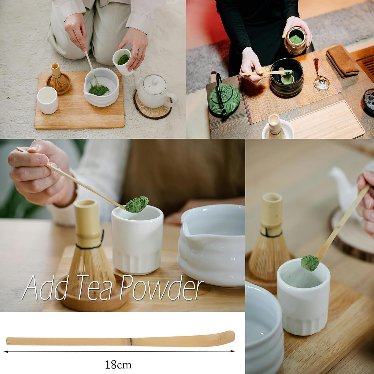 2 Pcs Bamboo Matcha Scoop, Japanese Tea Leaf Sticks Tea Whisk Scooping for Spices Condiments Coffee Powder