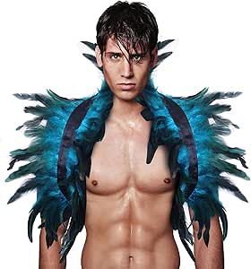 Cape Gothique à Plumes Avec Col Poncho Pour Halloween, Fête, Soirée