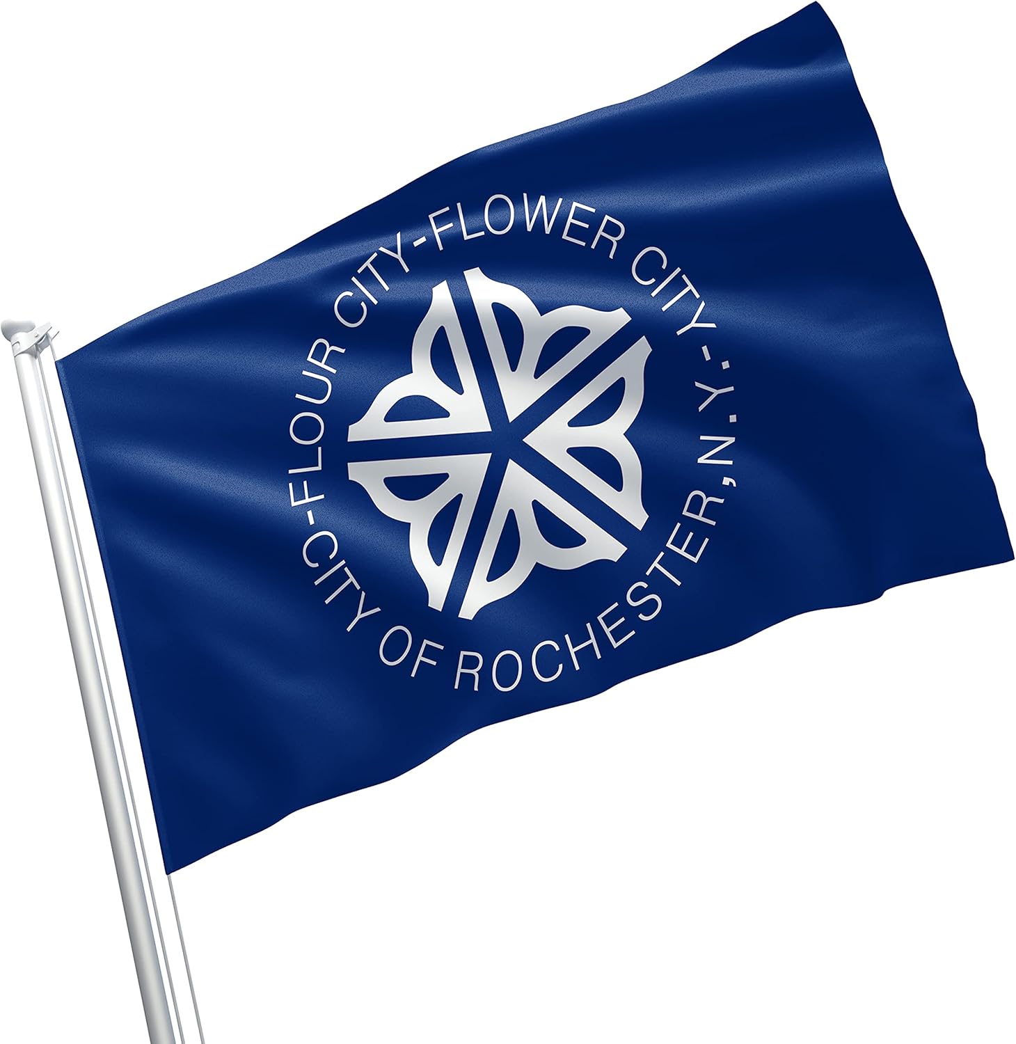 Rochester City Flag Banner with Brass Grommets - Double Stitched Vivid Color Nylon Decoration Banner Ensign Flag - Perfect Outdoor Activities Hiking,Christmas Day,Camping, Collector Item - 3x5 Feet