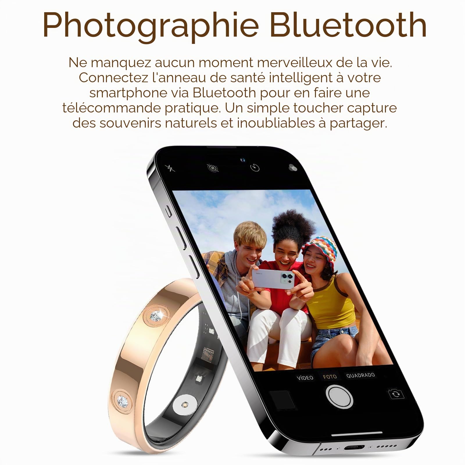 Bague intelligente pour homme et femme - Or rose - Argent - Pour femme - Menstruations étroites - Fréquence cardiaque - Podomètre - Moniteur de sommeil - Bague intelligente de fitness - Calories