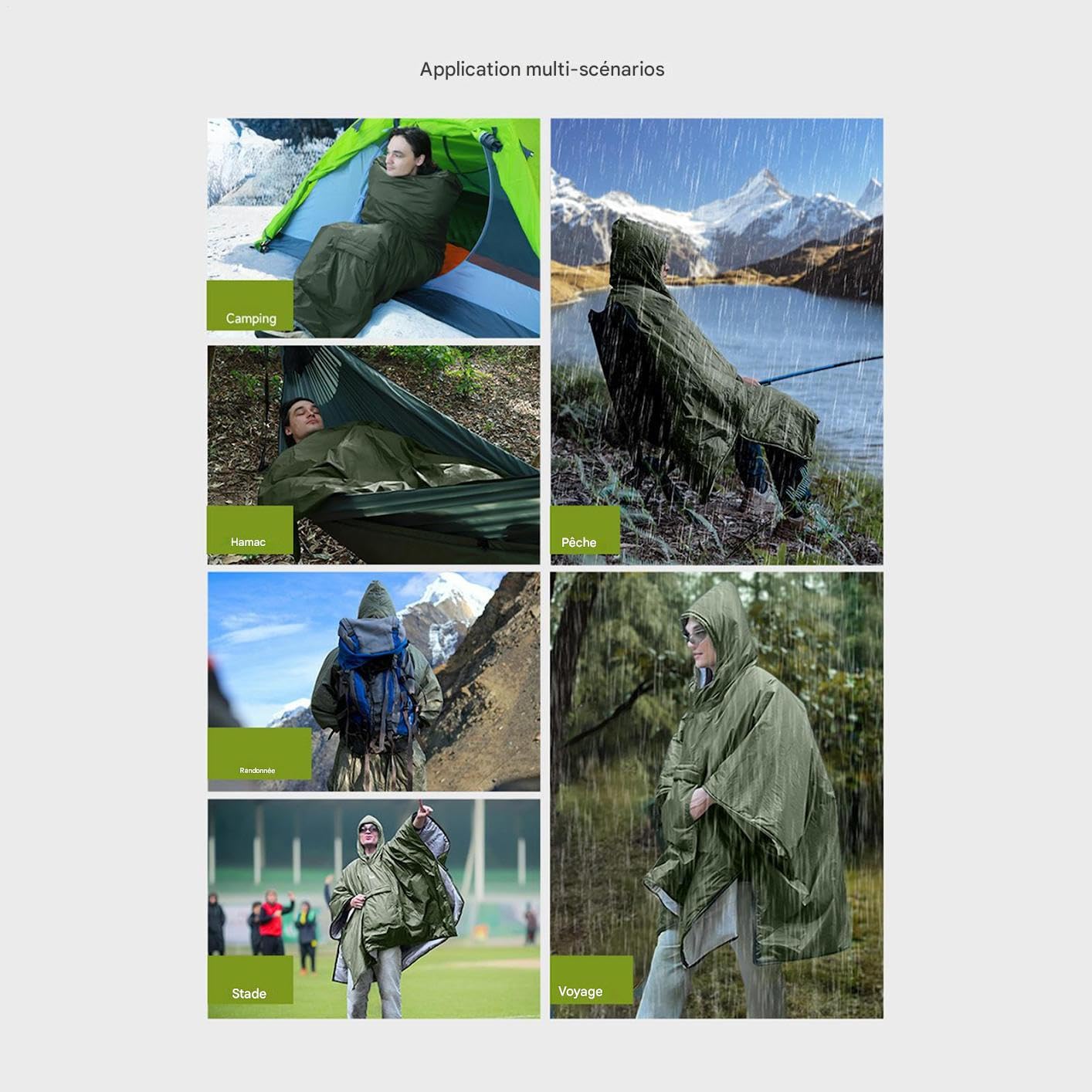 Przenośny zewnętrzny - Sprzęt survivalowy na zimną pogodę | Ponczo przenośne na kemping - Dla mężczyzn, kobiet, dorosłych, nastolatków, wędrówek, wspinaczki górskiej, eksploracji, p