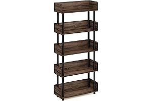 Furinno Turn-N-Tube 5-Tier Toolless Freestanding Multipurposes Display Rack, Walnut