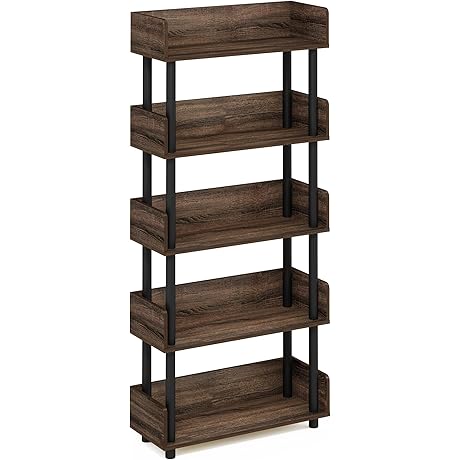 Furinno Turn-N-Tube 5-Tier Toolless Freestanding Multipurposes Display Rack, Walnut