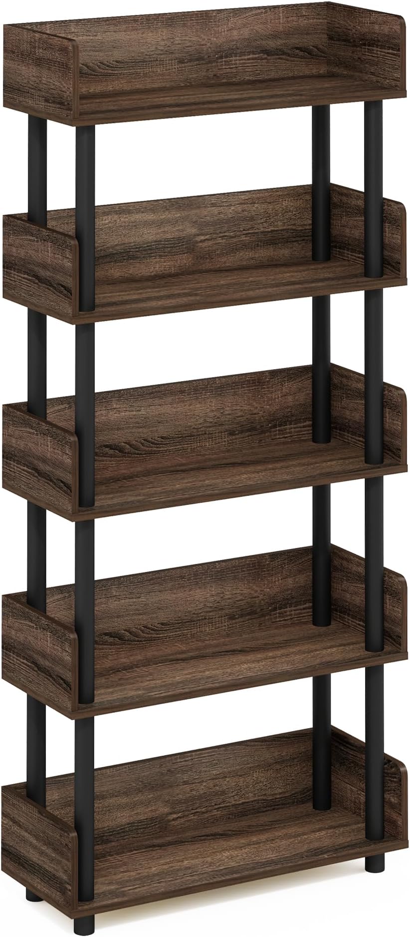 Furinno Turn-N-Tube 5-Tier Toolless Freestanding Multipurposes Display Rack, Walnut