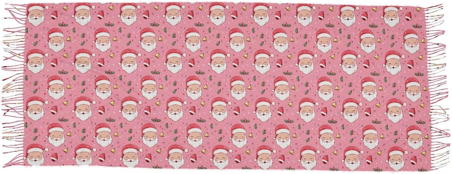 Winter Scarf for Women Christmas Bell Santa Claus Fashion Tassel Shawl Wraps for Women, Cold Weather Warm Womens Scarves Soft Long Scarf Gifts