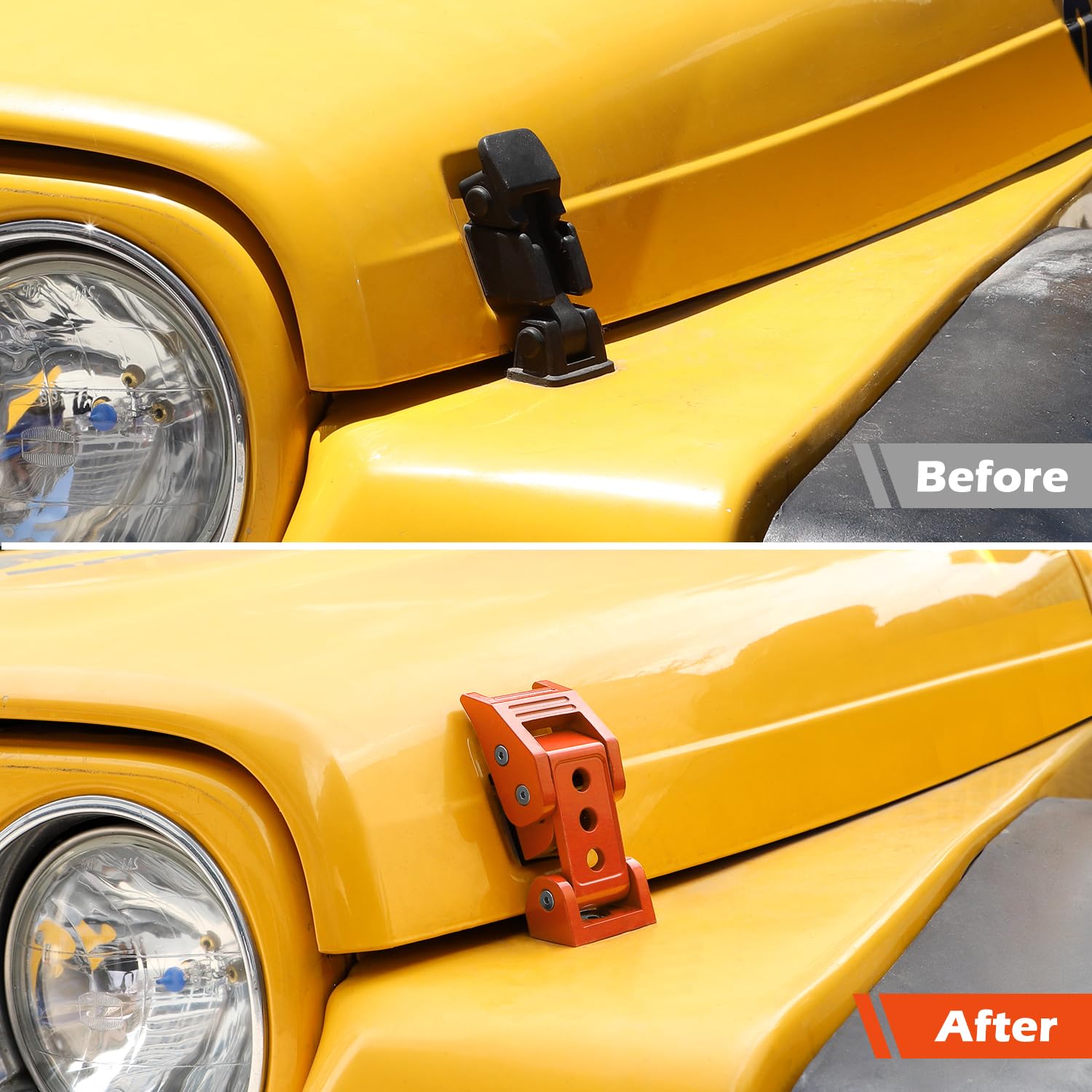 RT-TCZ for Wrangler TJ Hood Latches Catch Kit Compatible with Jeep Wrangler TJ 1997-2006 Orange Exterior Accessories 2pcs (3-Holes)