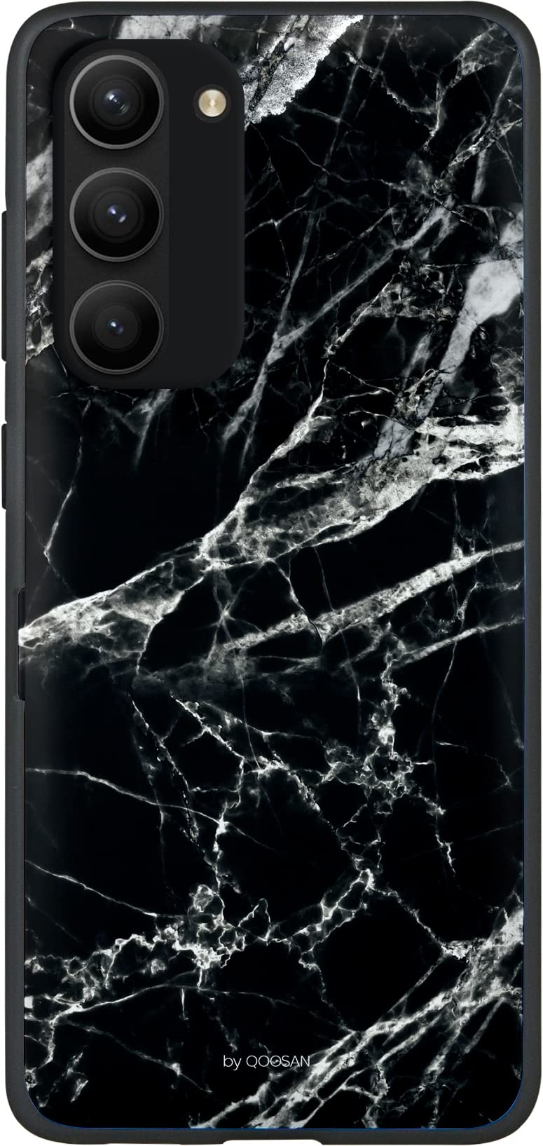 Qoosan Designed for Samsung Galaxy S23 Case with Card Holder Wallet Kickstand Mirror Protective Slim Hard Phone Case, Marble Black