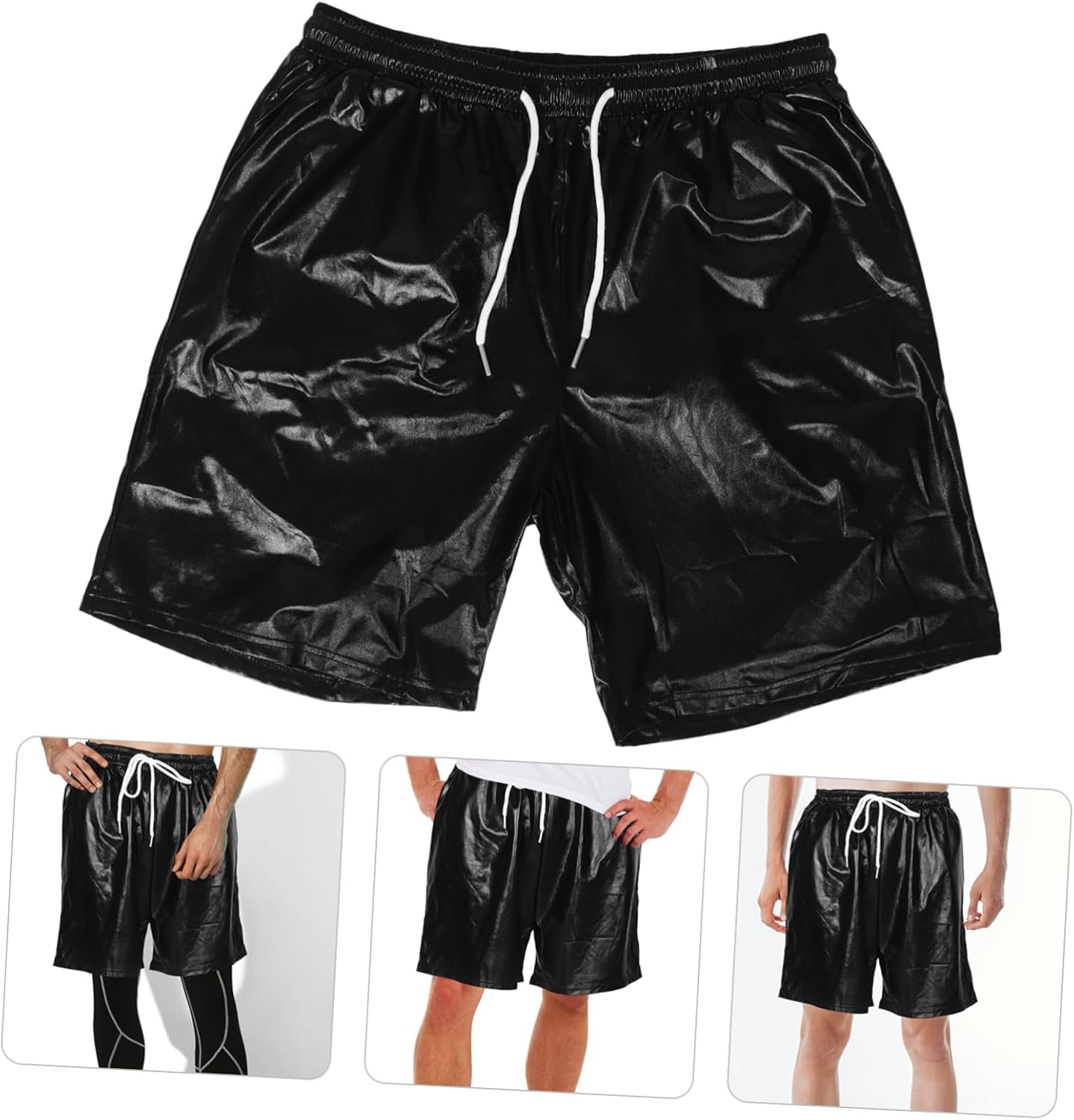Ipetboom Men's Metallic Shiny Disco Shorts Comfortable Rave Pants for Stage Performances and Parties Dancewear for Standout Looks