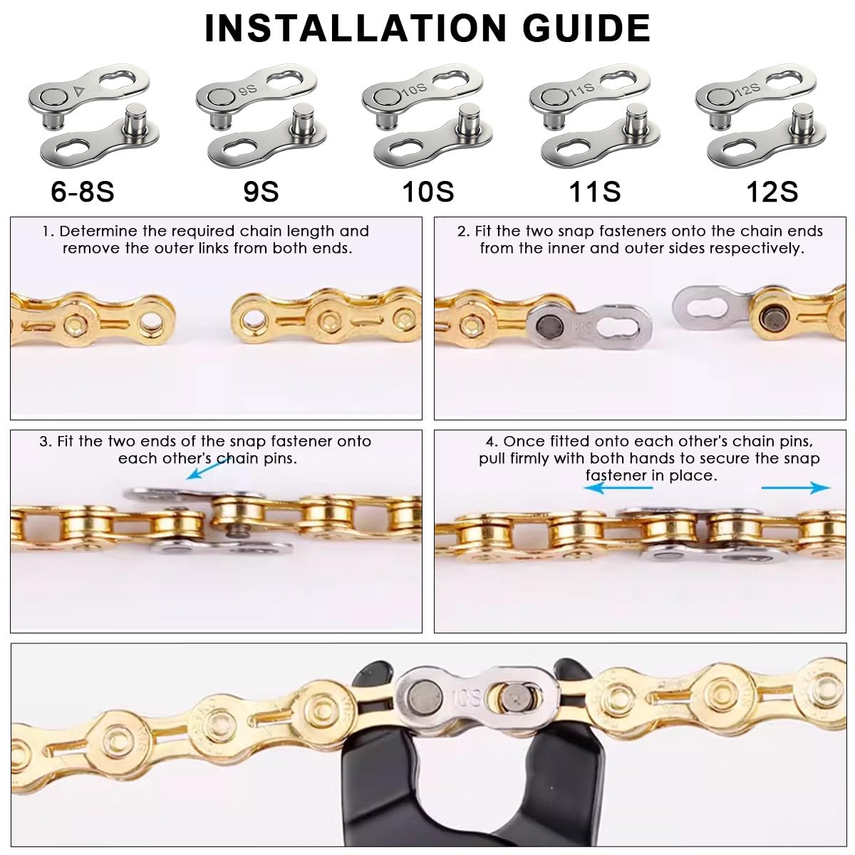 DELAESI Remachadora De Cadena Para Bicicleta, 5 Pares De Cadenas De