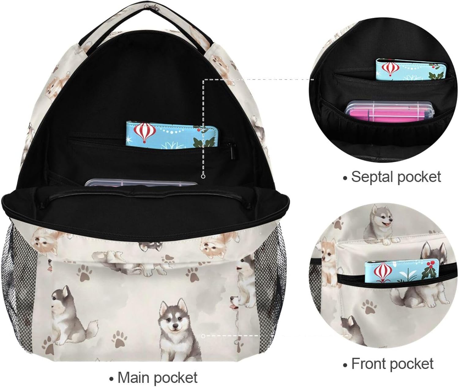 ALAZA Cute Husky Dog Kids School Backpack for Boys Girls Teens Bookbag Travel Daypack Bag 16 inch
