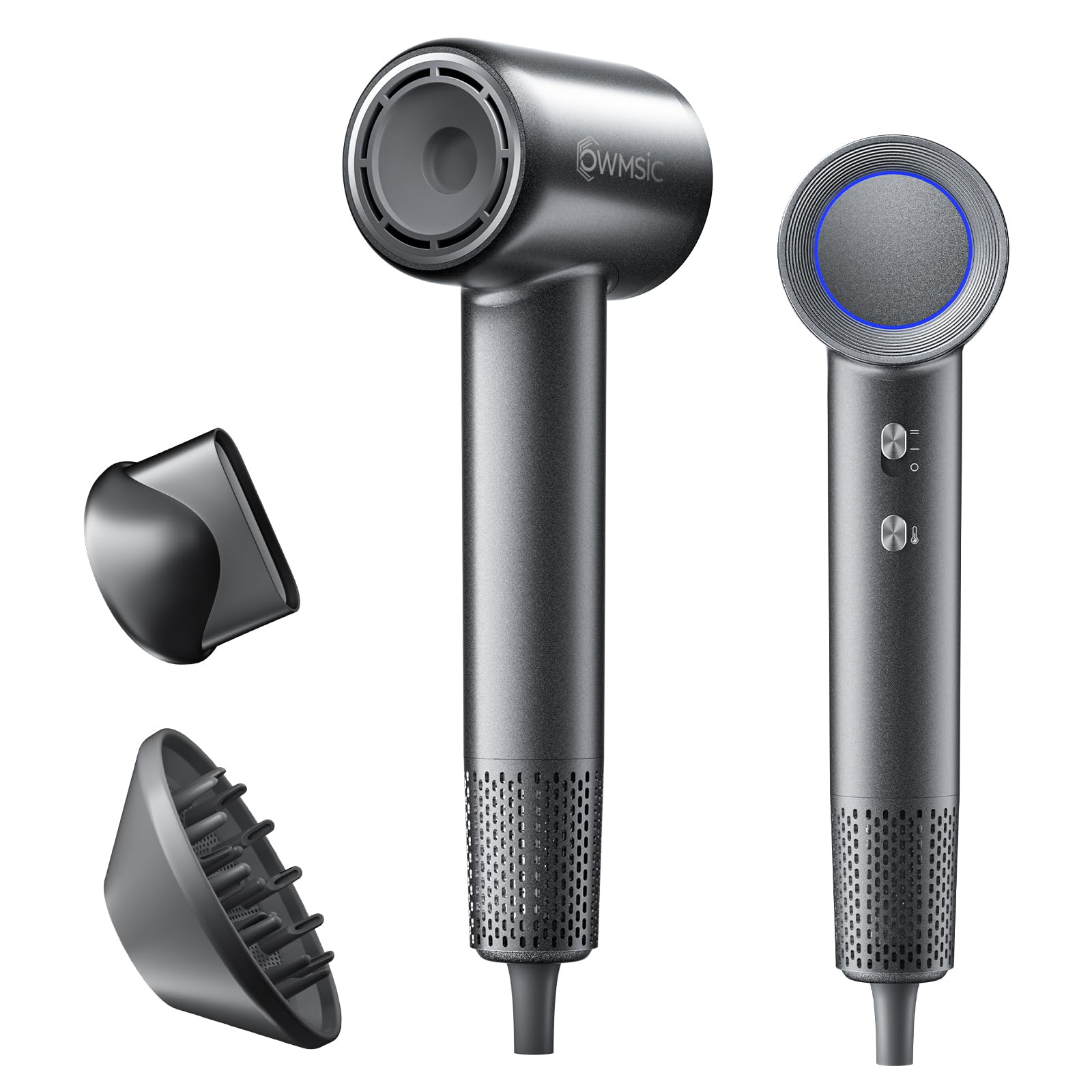 Hochgeschwindigkeits-Haartrockner, 2000W Ionen-Föhn mit 160000 U/min, Intelligente NTC-Temperaturkontrolle, 80 Mio. Negative Ionen für Glanz & Anti-Frizz, Ultra-leise & Leicht, Inkl. Magnethalterungen