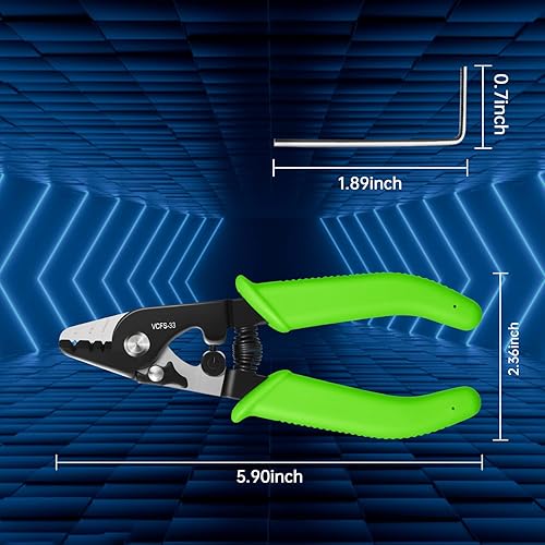 Miniatura 6 de VCFS-33 Pelacables de fibra óptica de 3 orificios de puerto Herramienta de pelado de fibra óptica con mango de 6 pulgadas - Llave hexagonal