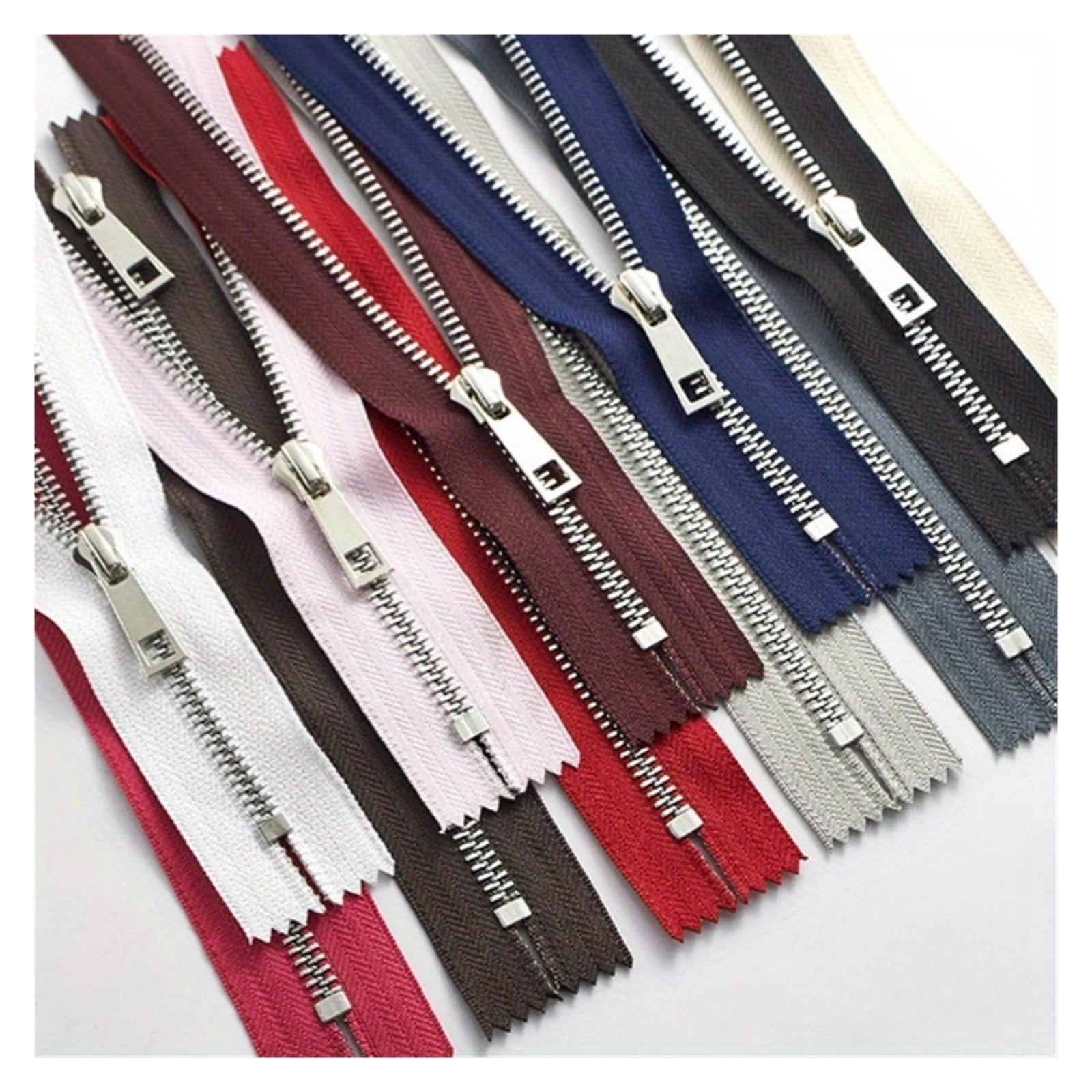 5 piezas de 15-30 cm 5# cremallera de metal plateado dientes de aleación en Y dientes lisos bolsa bolsillo bolsa de cuero con cremallera (rojo rosa, 25 cm)