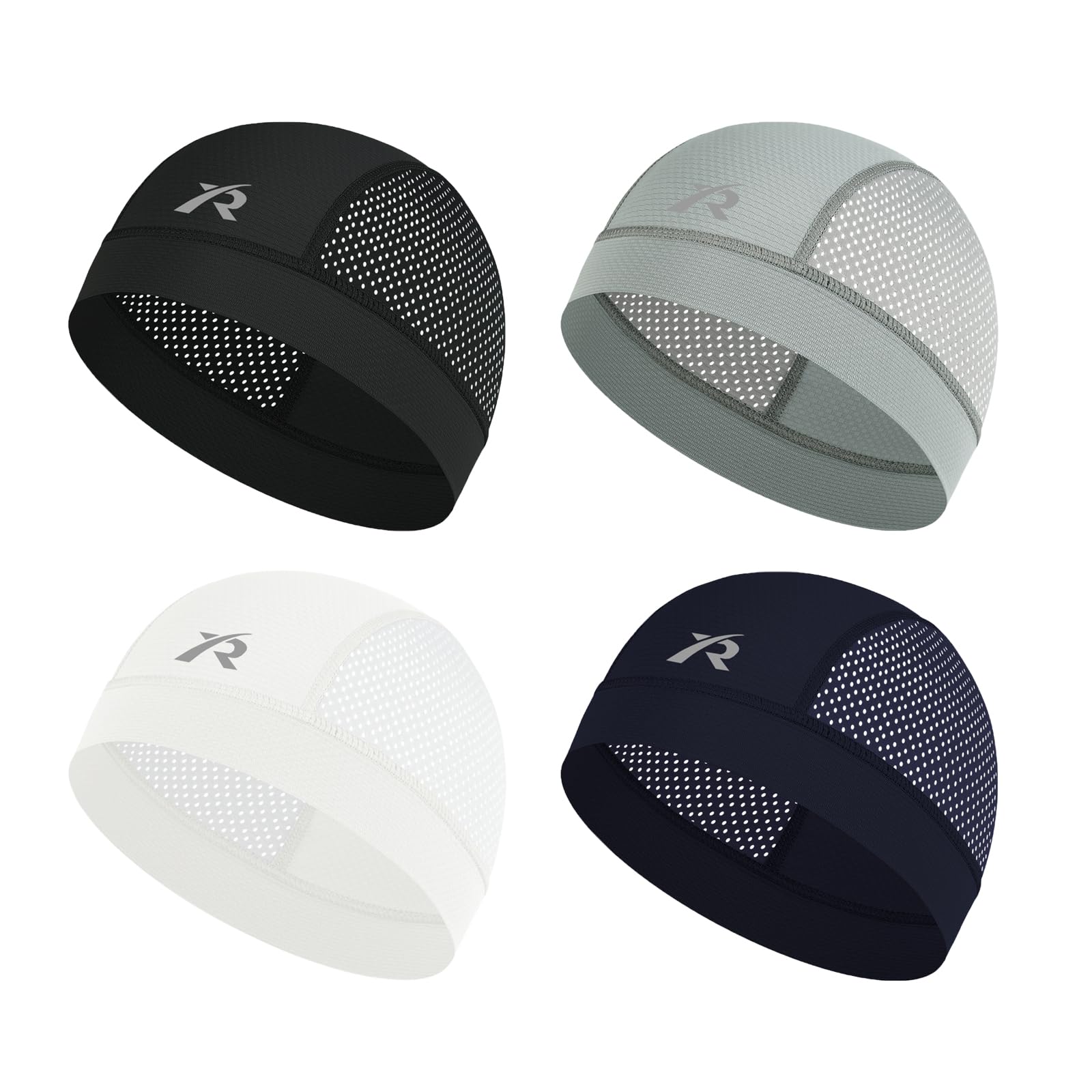 4 Pieces Skull Cap for Men Women Breathable Sweat Hard Hat Liner Cooling Head Cap Helmet Liner for Cycling Running Sports