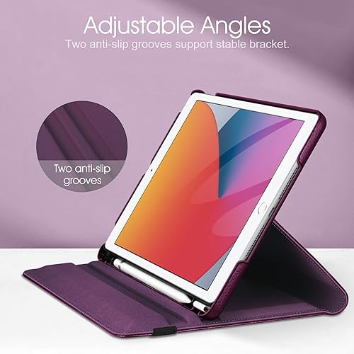 Miniatura 8 de Funda giratoria Fintie para el nuevo iPad de 7a generación de 10.2" de 2019. Portalápices integrado Funda protectora inteligente giratoria de 360