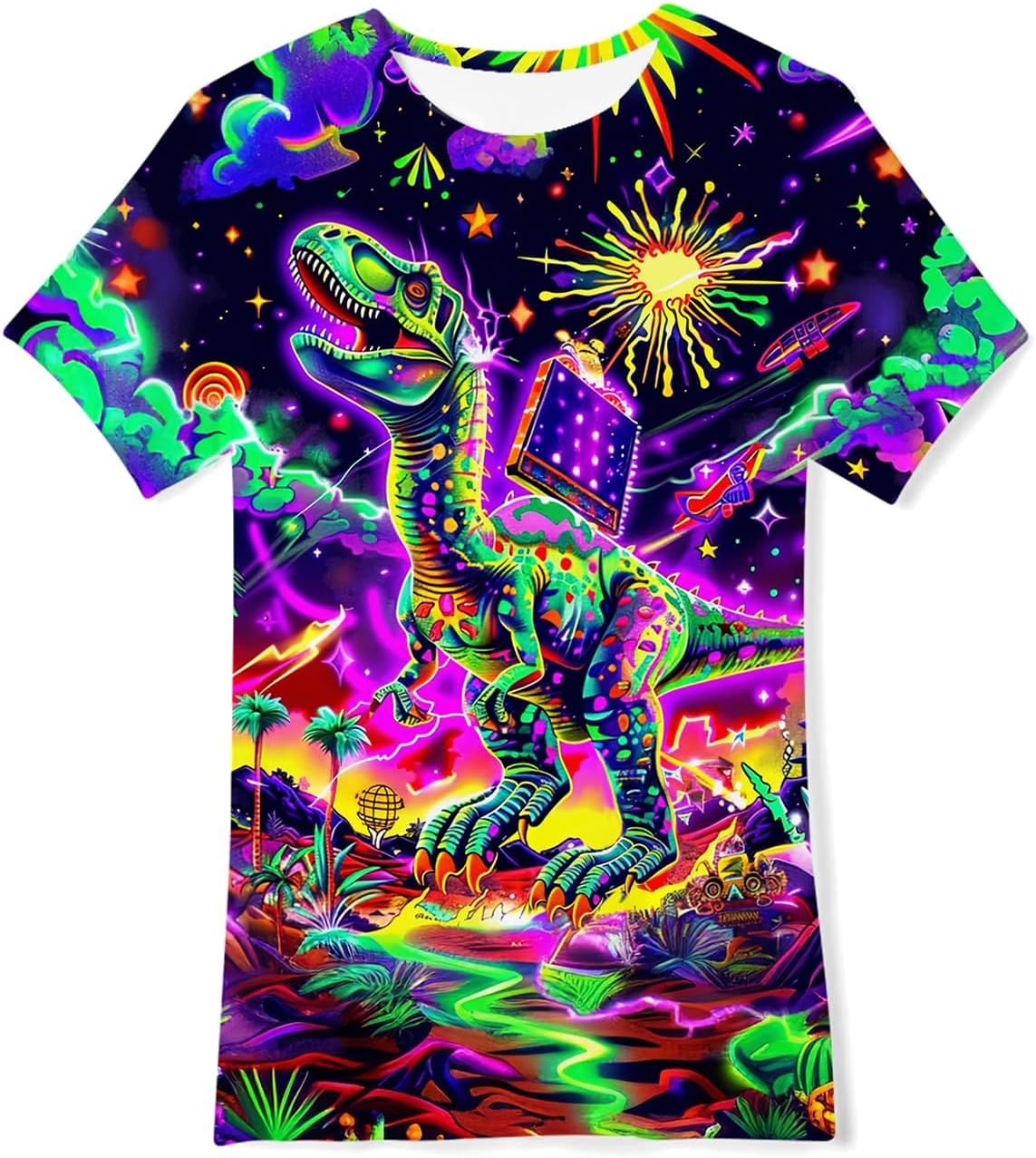 uideazone Boys Girls 3D Graphic Printed T-Shirt Crewneck Short Sleeve Tees 6-14 Years