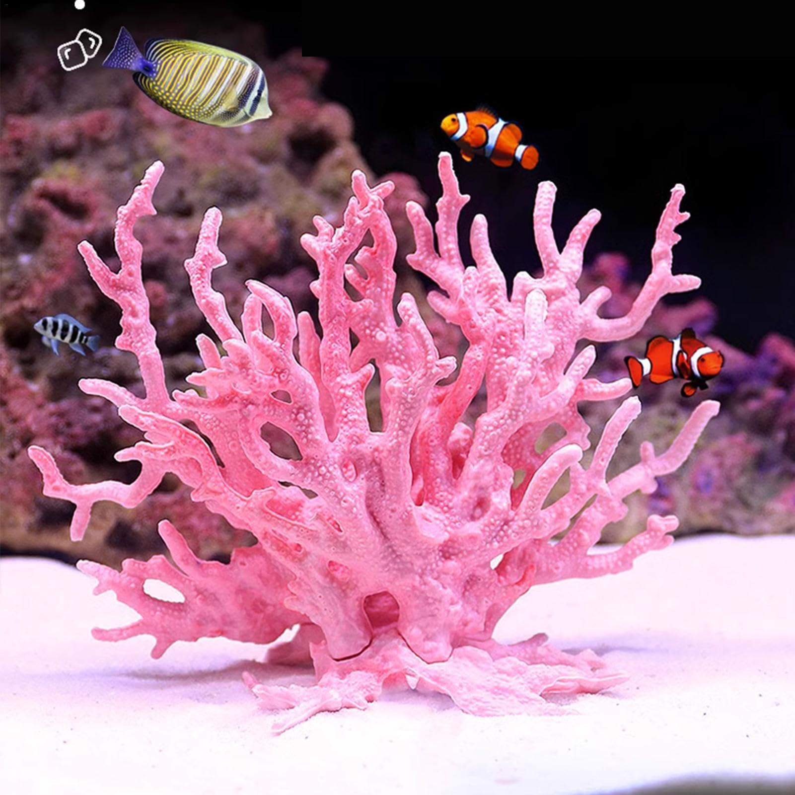 Decorazione Acquario Corallo Finto In Resina - 12x15 Cm Rosa Per Acquari Piccoli E Medi - Foto 7