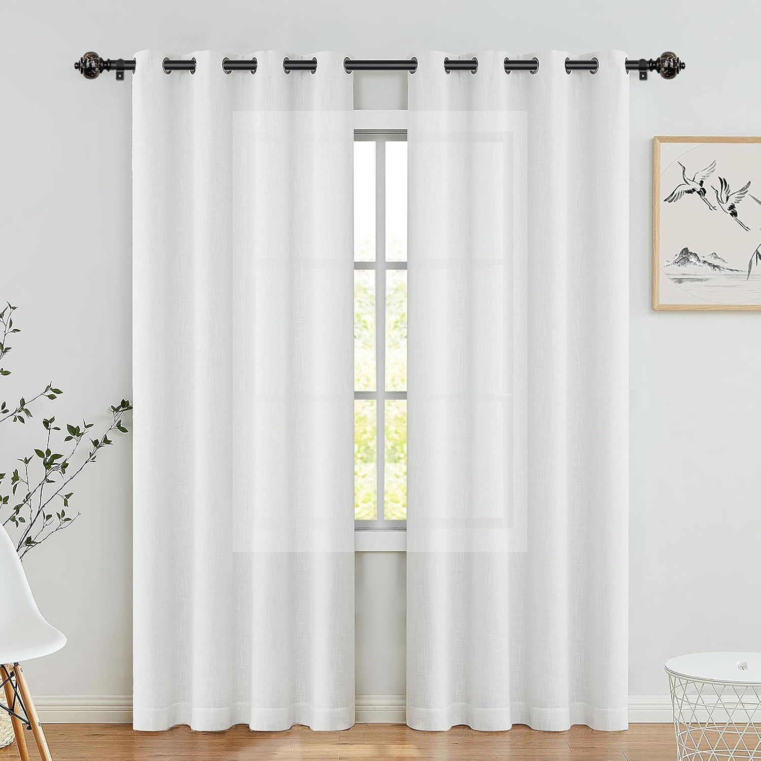 KAMANINA Black Curtain Rod 32 to 58 Inches (2.6-4.8ft), 1 Inch Single Curtain Rods for Windows, Decorative Drapery Rods with Marble End