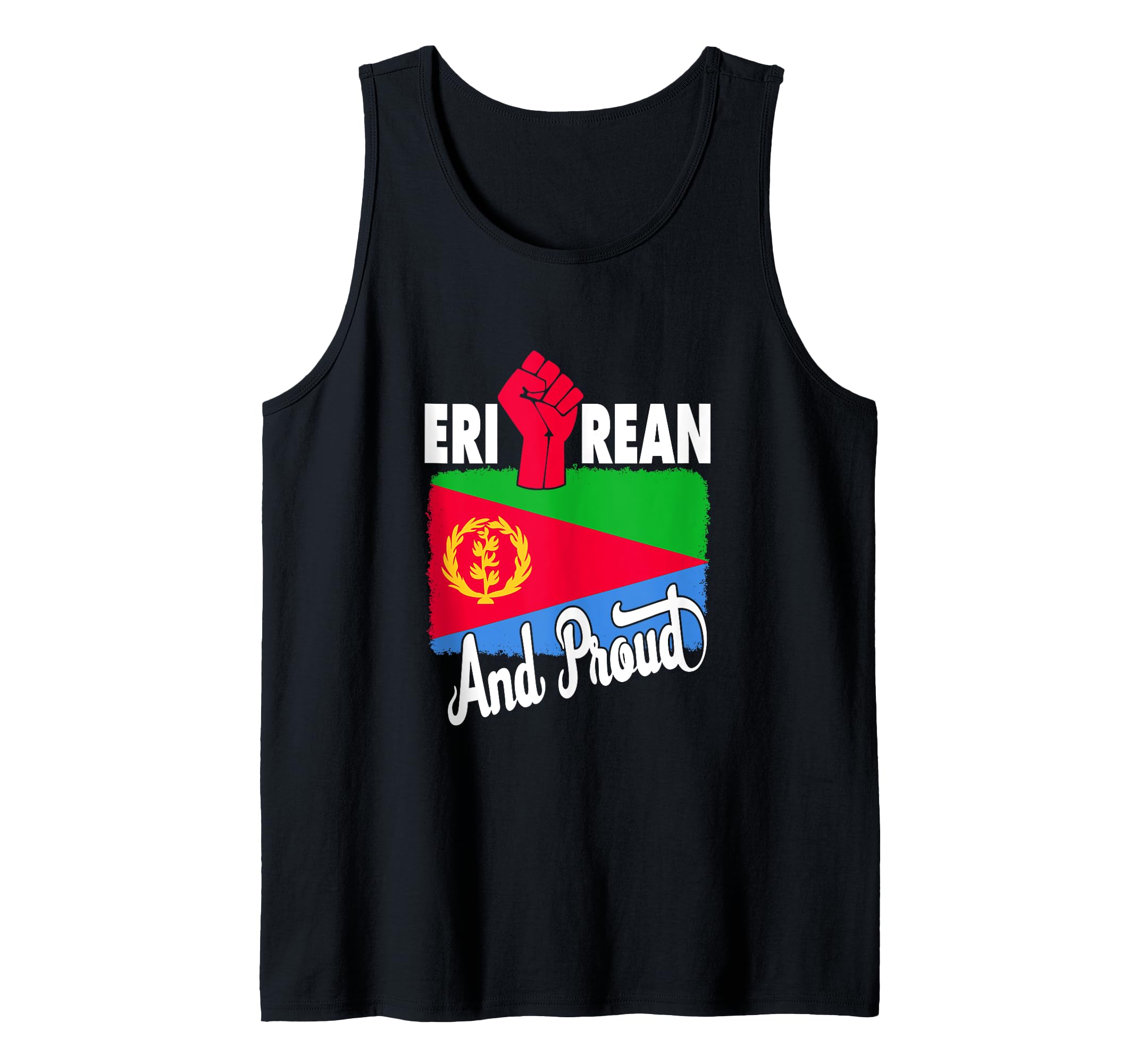 Eritrea TeezEritrean and Proud Love Eritrea With Eritrea Flag Fist Tank Top