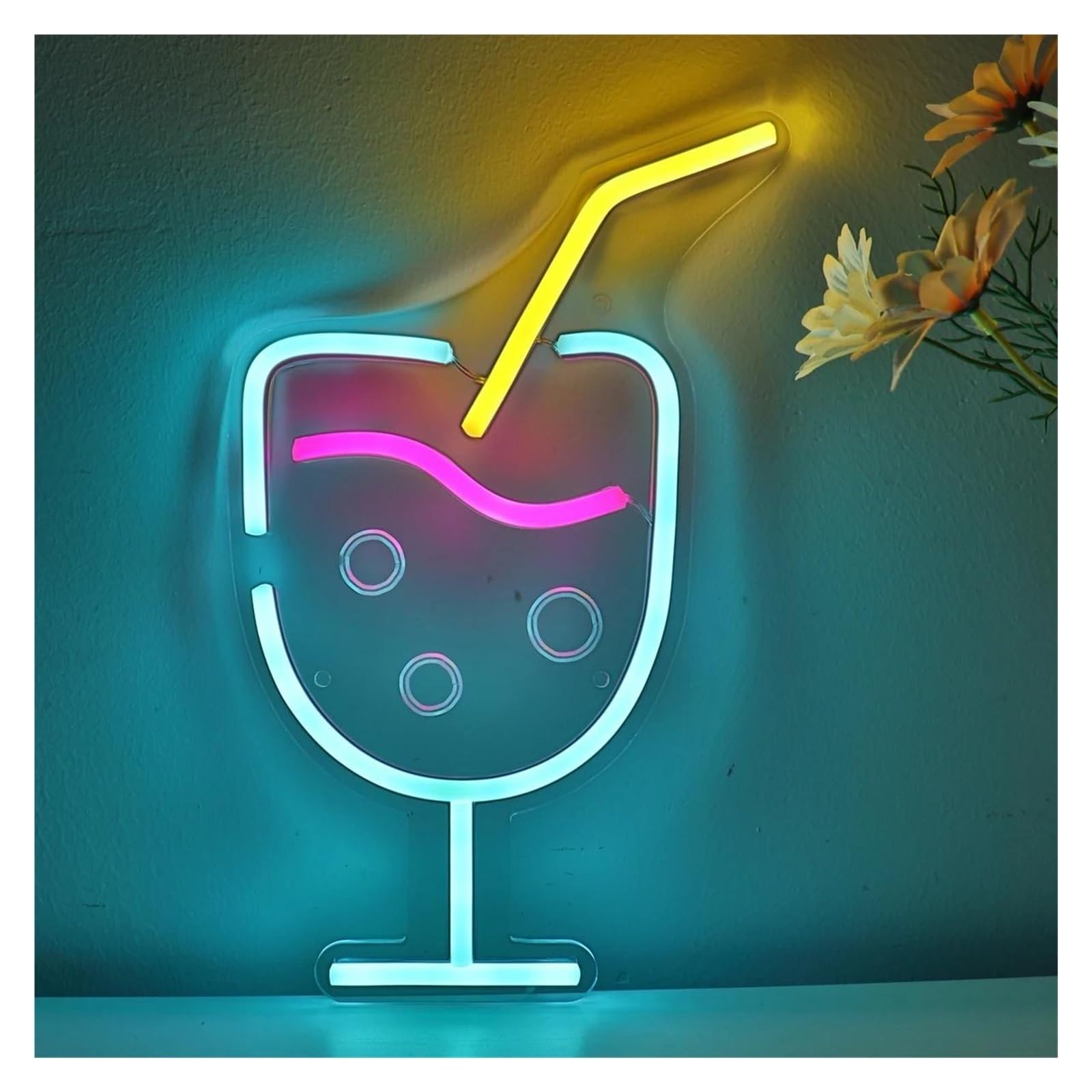 Insegna luminosa al neon Cocktails Juice Goblet per insegna al per neon per alimentazione per USB dimmerabile per luce per