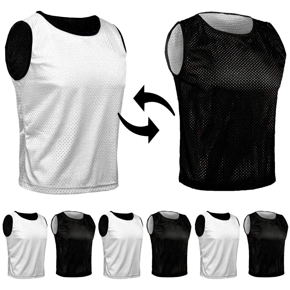6X Pettorina bilaterale Double Face Riutilizzabile da Allanamento Bavaglini da Calcio, Basket - Set di 6 Pezzi - Reversible Calcetto Esegui Sport T-Shirt Unisex S M L XL