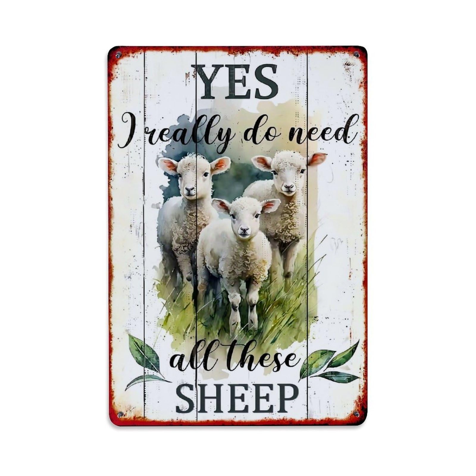 Jdfenggu Vintage Yes I Really Do Need All These Sheep Retro Metal Tin Sign, Metal Poster For Bar, Home, Man Cave, Kitchen, Laundry Room Art Decor 8X12 Inch
