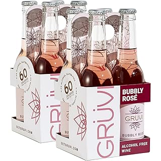 Gruvi Non-Alcoholic Bubbly Rose, 8 Bottles, 60 calories per serving, 0% ABV, Non Alcoholic Sparkling Wine, Zero Alcohol Wine