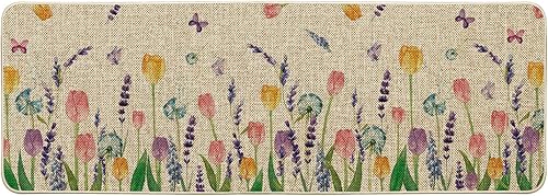 Miniatura 1 de Artoid Mode Tulip Lavender - Tapete decorativo de bienvenida de primavera, diseño de flores de temporada, verano, vacaciones, de perfil bajo, para