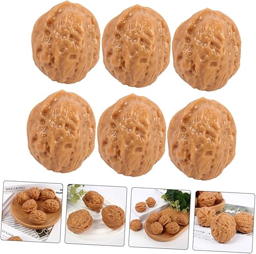 Miniatura 3 de Toyvian Decoración de casa ligera para el hogar, 6 piezas, decoración de alimentos, manualidades de PVC, nueces falsas, adornos decorativos de