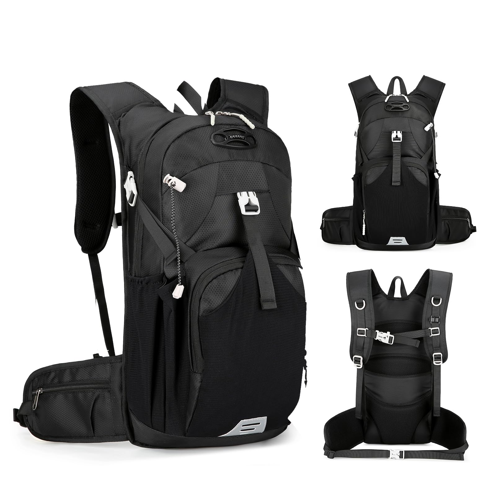 Fahrradrucksack Wasserdicht mit Helmnetz, MTB Rucksack Herren Damen Tagesrucksack, Thermischer Trinkrucksack für Camping Motorrad Wandern Laufen