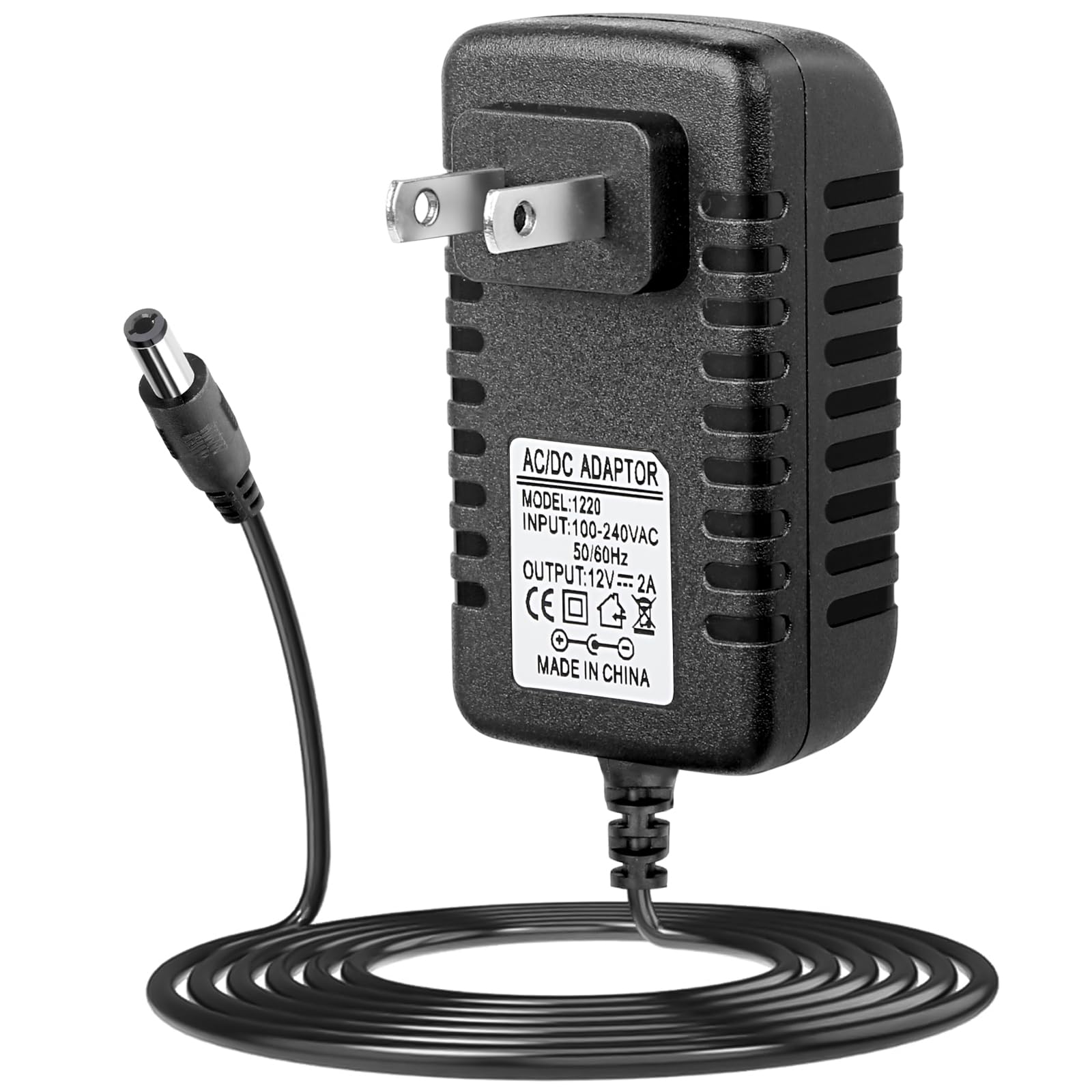 MAD OWL 12V 2A DC Power Supply Adapter Charger for Guitar Pedal Piano Keyboard, 110V AC 5.5 x 2.1mm Center Negative
