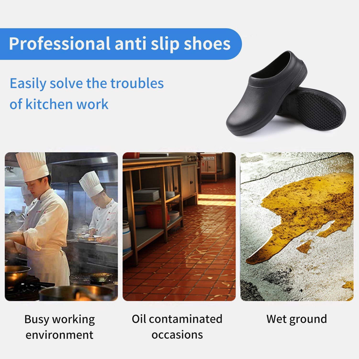 Chef Shoes for Men - Slip Resistant, Lightweight & Waterproof Zapatos de Chef for Women, Ideal Work Shoes for Kitchens