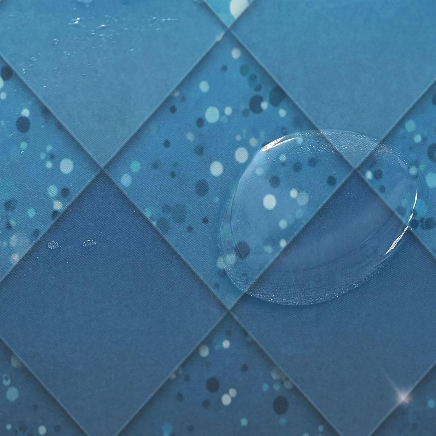 ZOEO Shower Curtain Backdrop Ocean Blue Teal Mermaid Fish Scales Geometric Rhombus Bathroom Home Decor Set Fabric Bridal Polyester Washable Waterproof 12 Hooks for Women 72x72 Inch